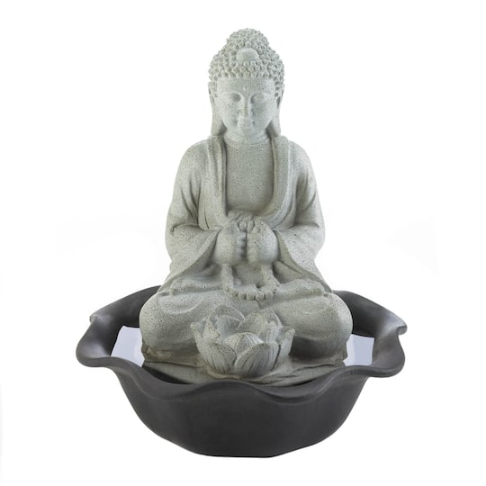 11" Buddha on Lotus LED Tabletop Fountain